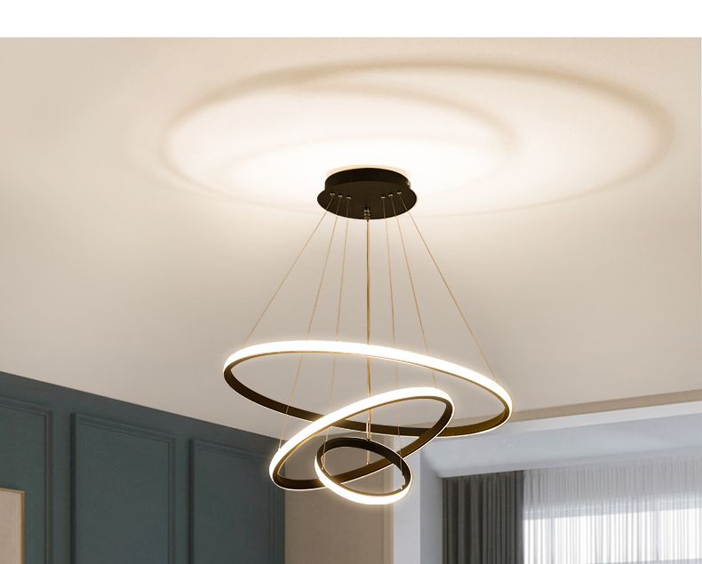 殴普品质6015现代简约网红灯具客厅主灯餐厅大灯大气三环餐桌饭厅