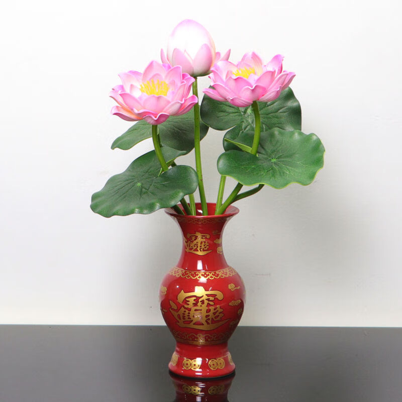 精品绿植仿真荷花观赏摆件装饰花水池佛堂装饰手工假花花束供佛前莲花
