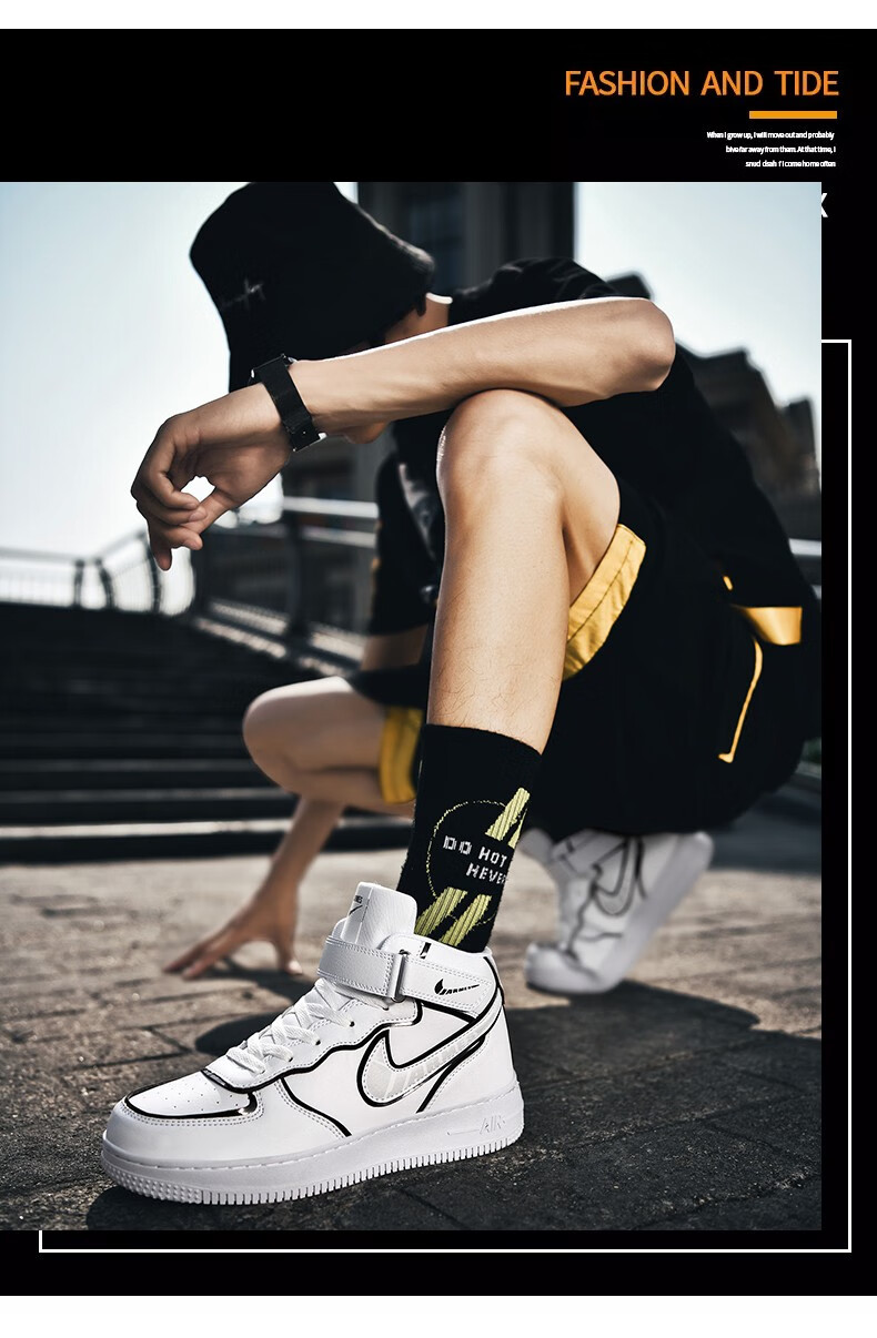 耐尅联名空军一号af1男鞋款篮球鞋二次元描边镭射高帮板鞋休闲手稿