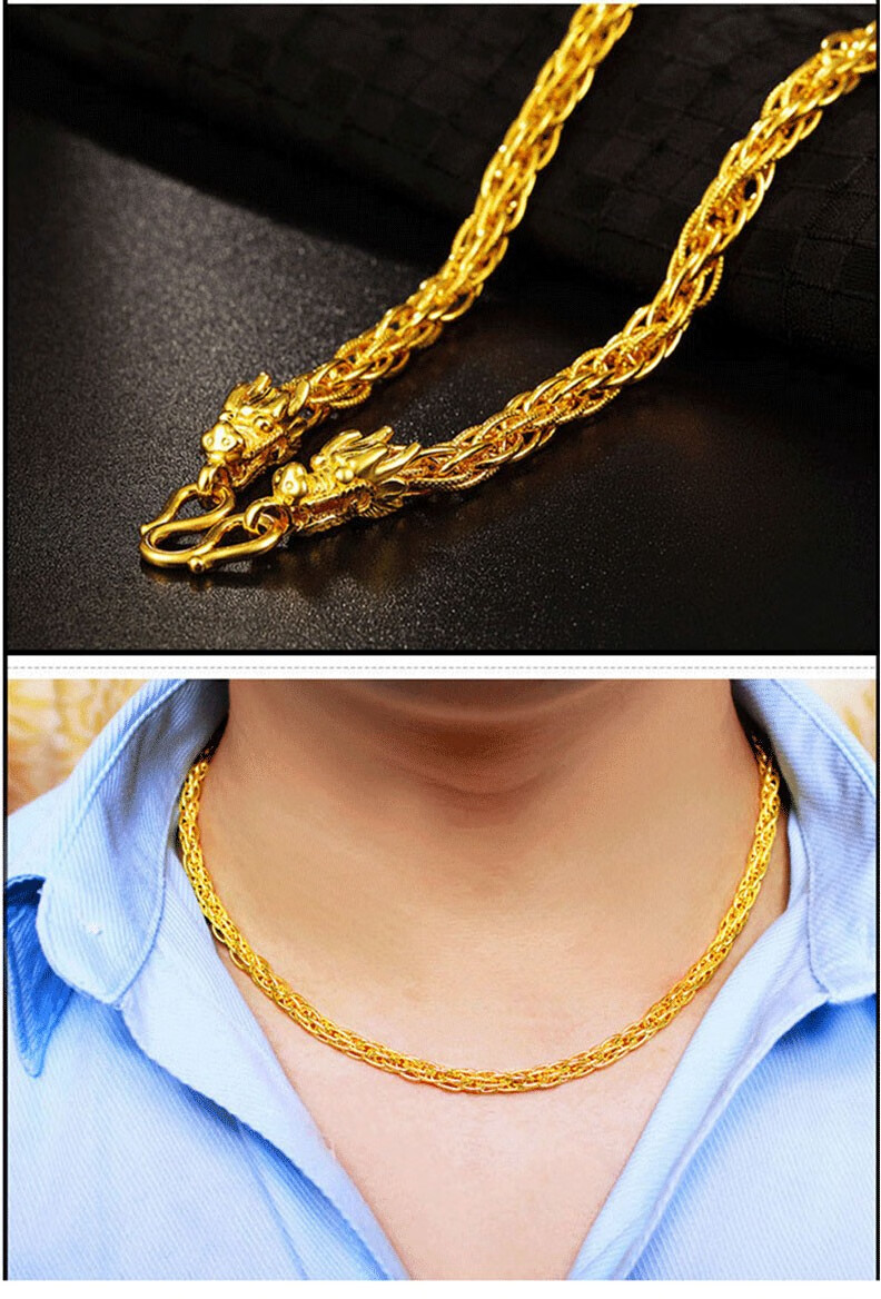 玛莉曼曼珠宝999足金男士龙鳞黄金项链 时尚霸气男款泰国龙须大金链