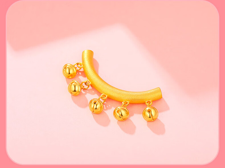 老凤凰 3d硬金黄金铃铛吊坠999足金响叮当铃铛弯管转运珠铃铛宝宝项链