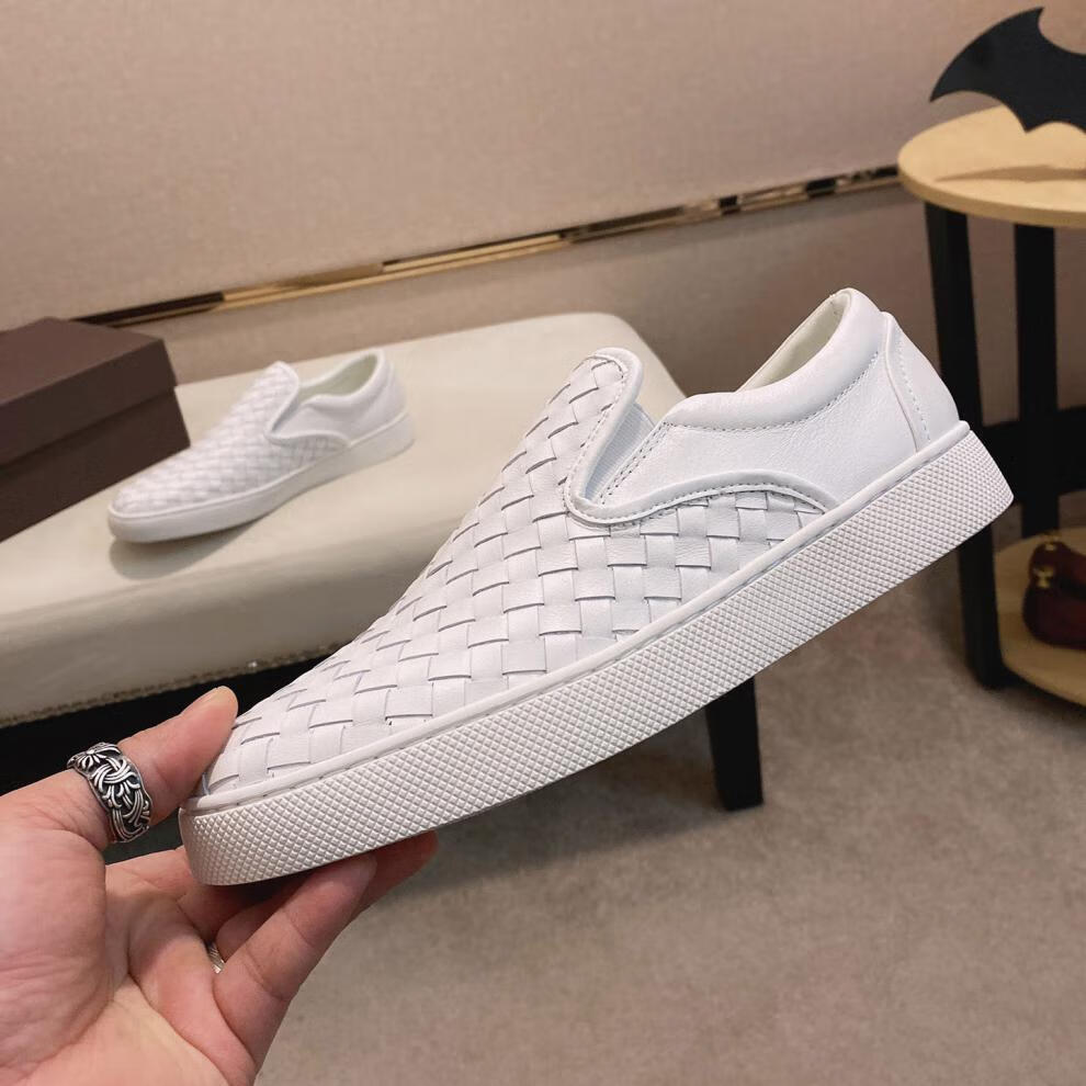 香港潮牌轻奢bv板鞋男鞋子真皮编织懒人鞋乐福鞋男韩版潮流一脚蹬新款