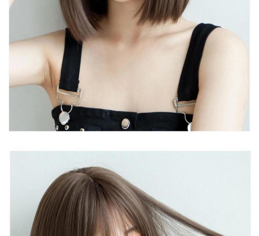 假发女学生 假发女bobo波波头学生圆脸头套逼真修脸整顶网红锁骨 冷