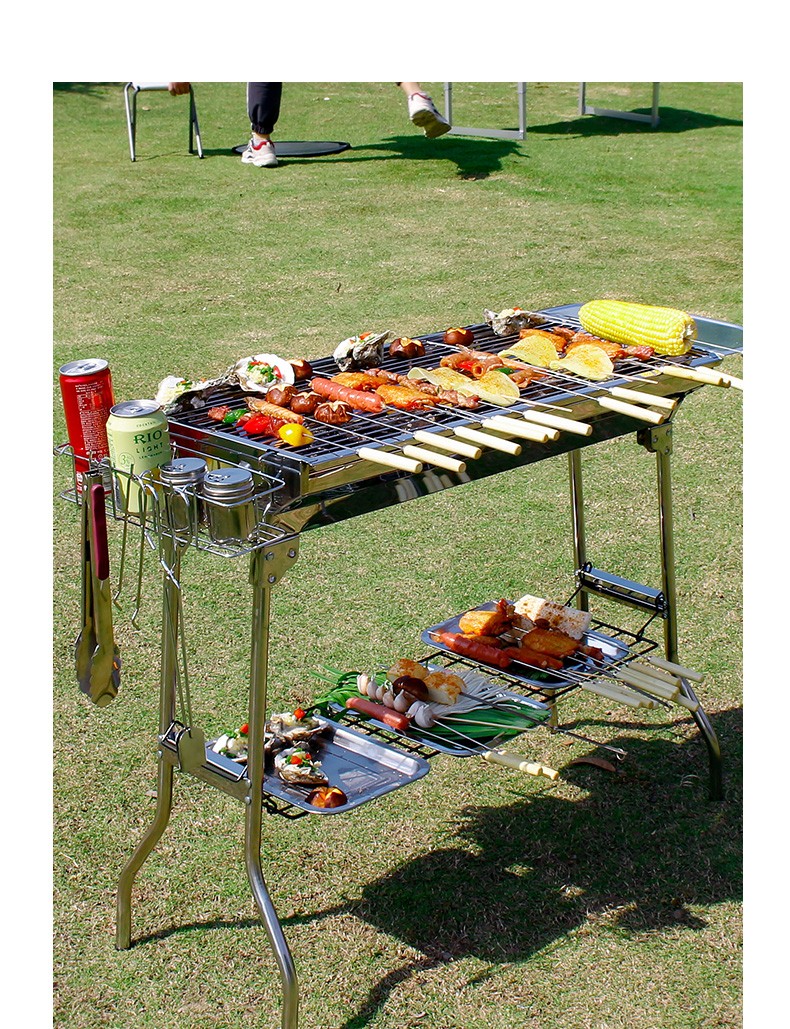 户外烧烤架不锈钢便携式烧烤炉木炭烧烤架子家用碳烤炉大号烧烤架基础