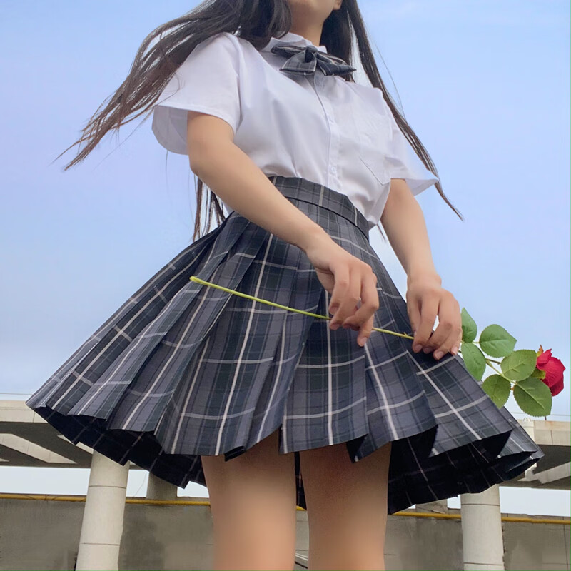 日系jk制服套裝全套少女學生韓版學院風短袖襯衫格裙學院風百褶裙夏季