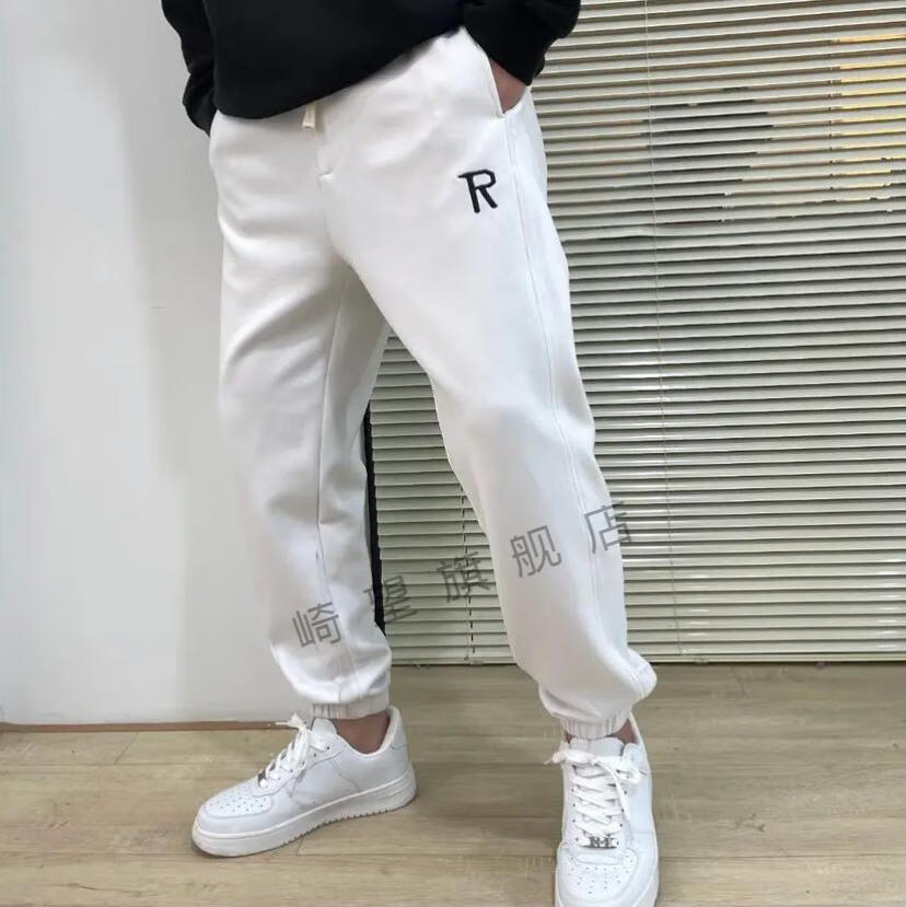 抖音同款北木先生服饰春款r字母休闲束脚裤k1801橦华白色m