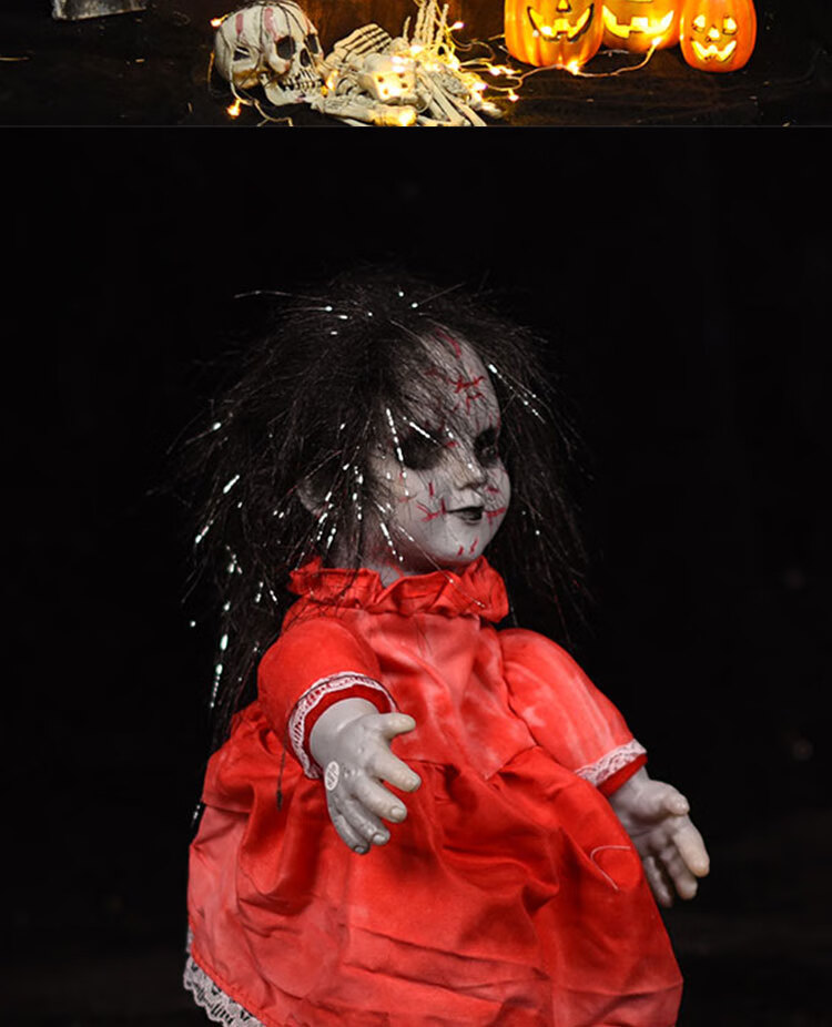 活死人安娜贝尔恐怖娃娃富江日本鬼屋万圣节电动走路鬼吓人玩具密室