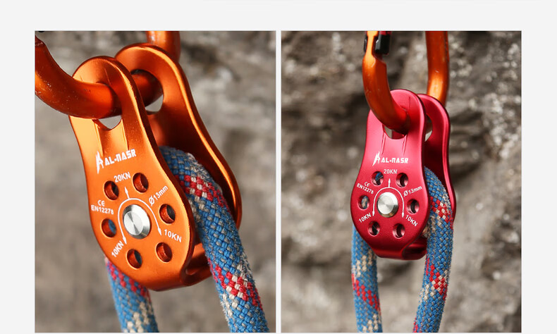 户外登山滑轮攀岩固定式小单滑轮探洞装备救援滑轮提拉重物省力器