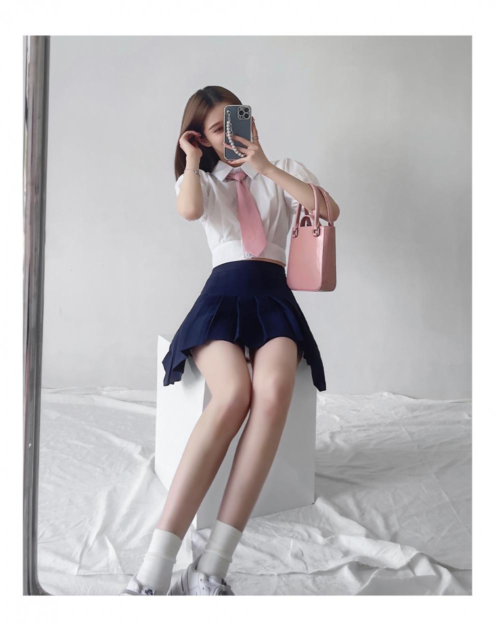 拉夏贝尔卡其色百褶裙女半身裙短裙春秋夏2022新款高腰显瘦a字裙学生