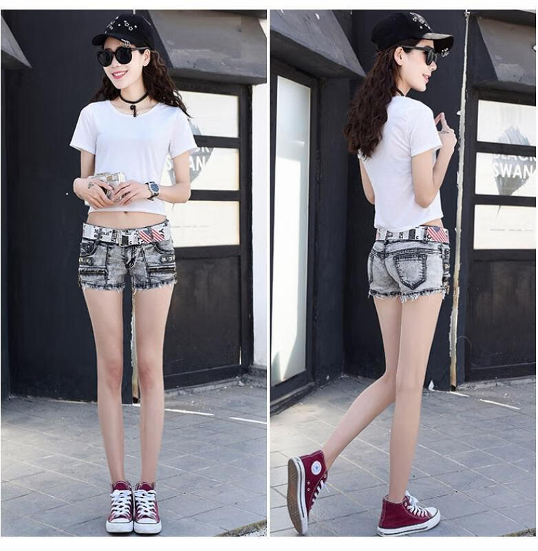 球长亿万少女18国潮牌青年学生低腰牛仔短裤女夏季2022新款紧身显瘦