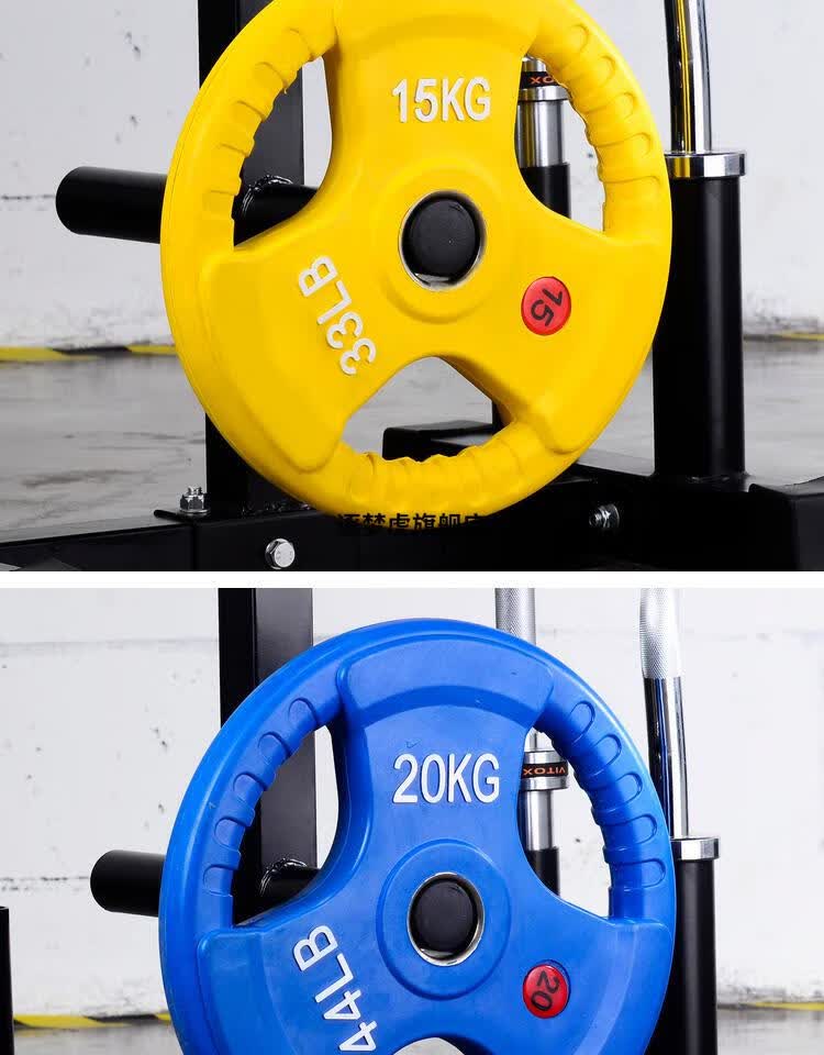 杠铃片橡胶三孔手抓杠铃片包胶铃片大孔奥片杠铃片卧推深蹲杠铃片同款