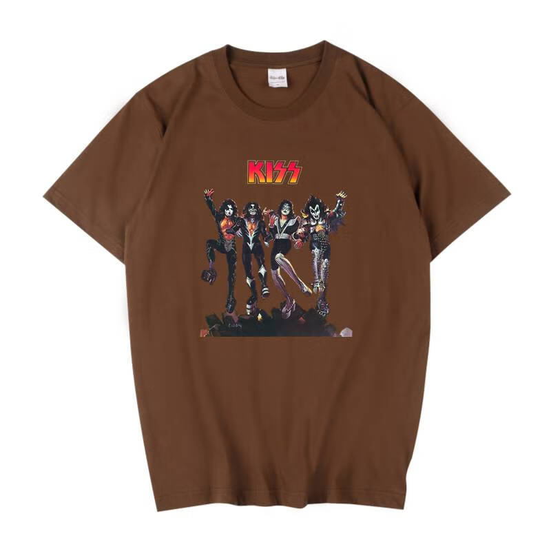硬摇滚重金属潮kiss乐队个性印花短袖宽松男女t恤街头朋克风初高中