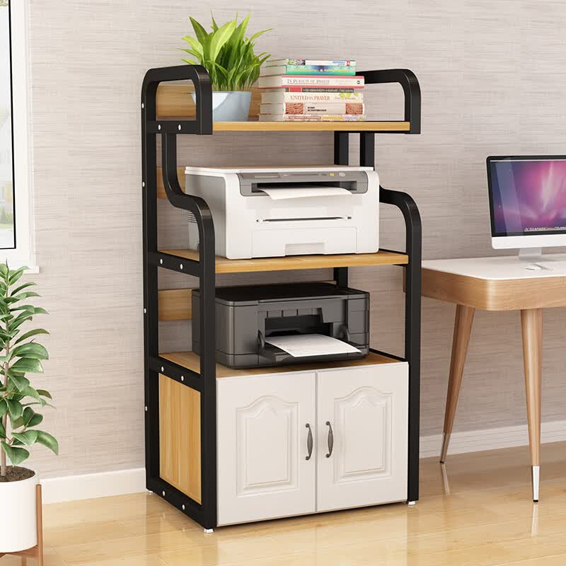 夏天办公室放针式打印机的置物架办公桌落地桌子架子可移动多层四层白