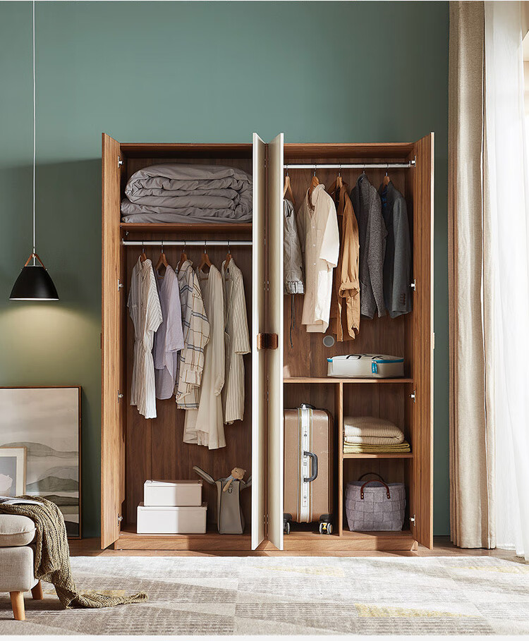 林氏木业衣柜四门衣柜简约现代家用衣柜经济型卧室家具小户型cp1d原木