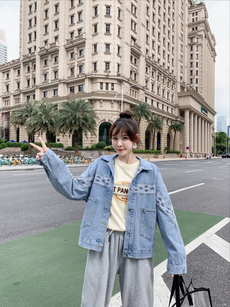 尤柯鸟春天女生衣服牛仔外套女春秋学生高中初中生牛仔褂春季韩版宽松