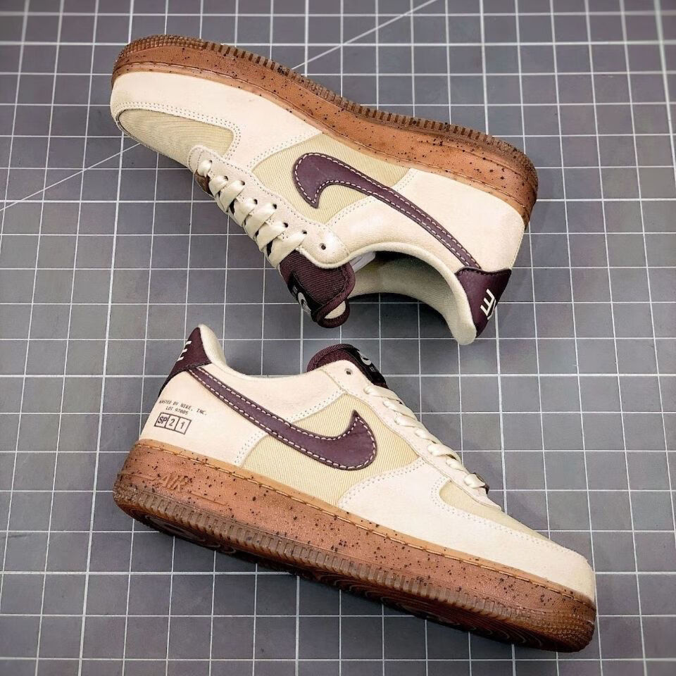 air force 1浅棕色咖啡空军一号男女休闲运动板鞋 咖啡色 38【图片