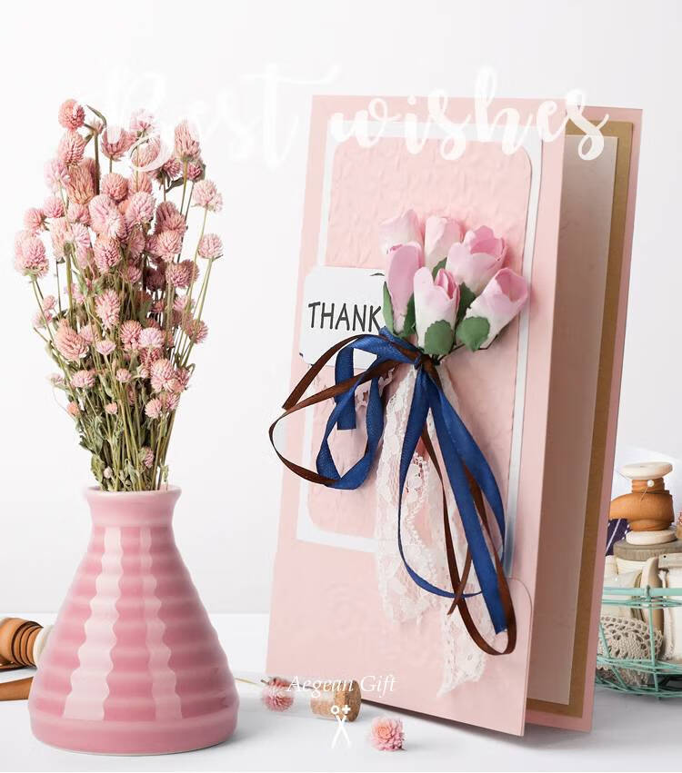 杰纳顺毕业贺卡立体 感谢老师立体花束手工贺卡片母亲节礼物妈妈女