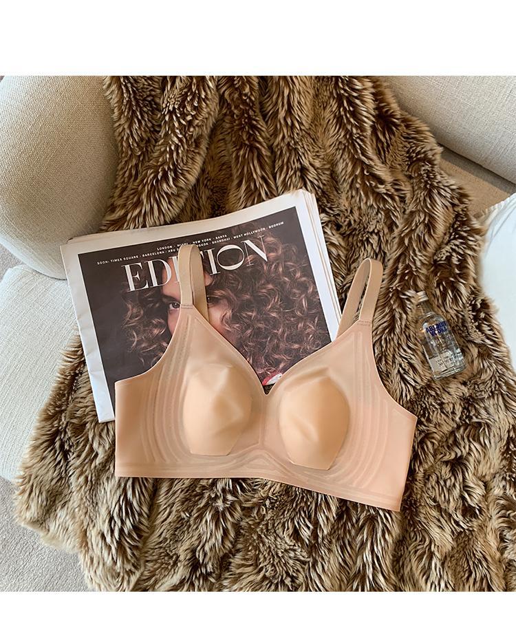 收副乳透气无钢圈兔兔杯大胸显小文胸罩套装亮黄色单件m建议70c75ab