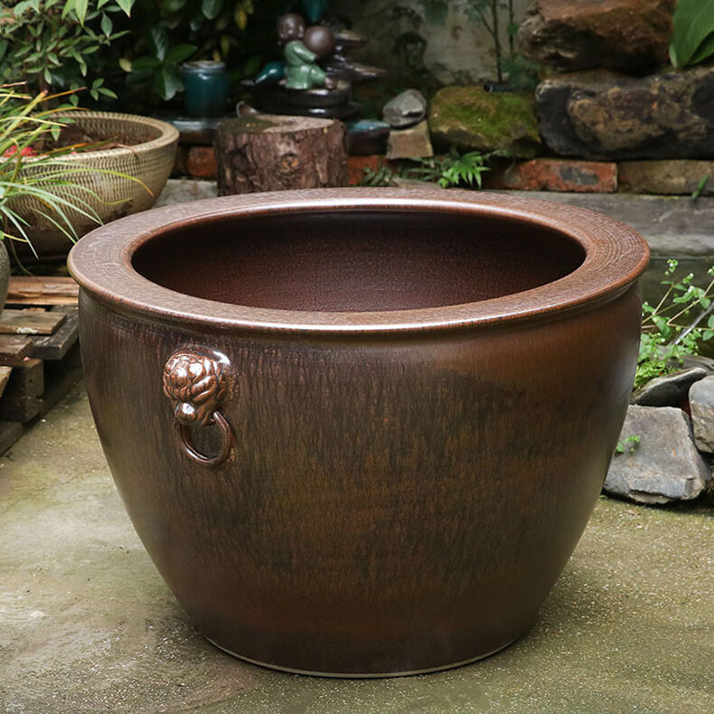 陶瓷养锦鲤鱼缸特大号水缸室外睡莲鱼缸大号荷花缸别墅庭院镇财风水缸