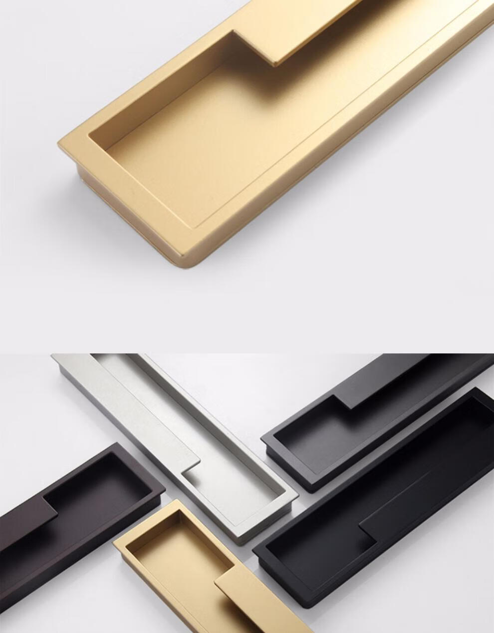 推拉移门拉手美式黑色谷仓门把手日式嵌入式隐形折叠木门现代扣手