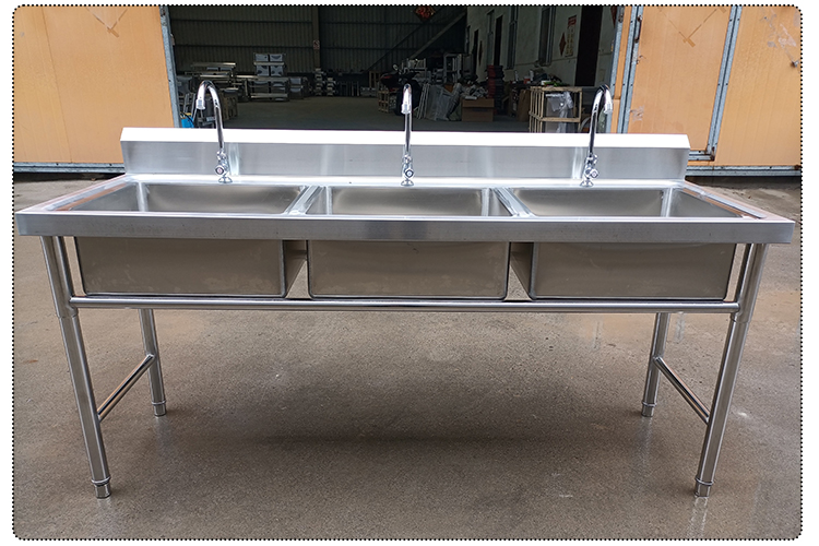 商用不锈钢水池水槽三槽三池单槽双槽洗菜盆洗碗池消毒池酒店食堂三槽