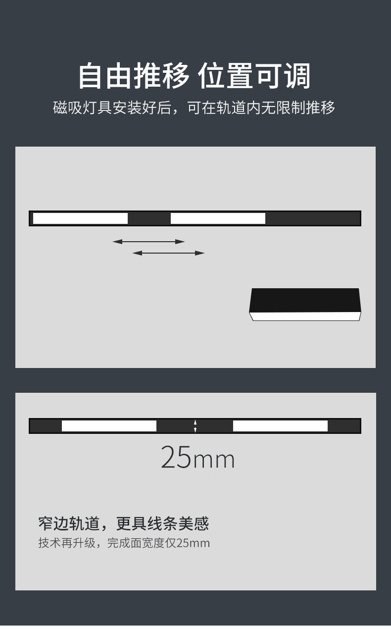 小15米(m15i)生态米家通用照明磁吸轨道灯嵌入式明装线条灯导轨无