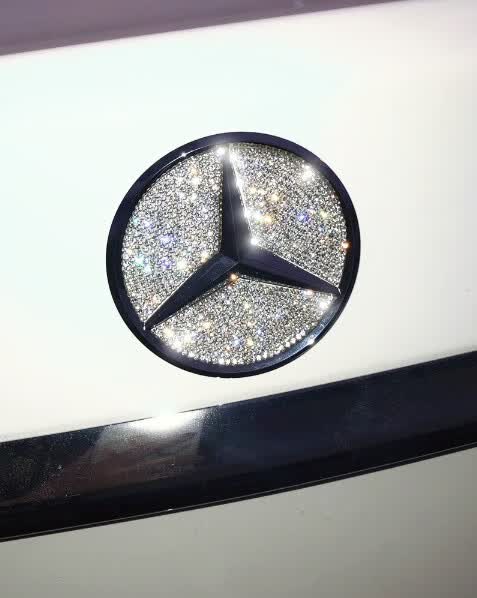 奔驰车标贴水钻适用于2022款c级方向盘钻贴c260l镶钻车标装饰车贴钻石