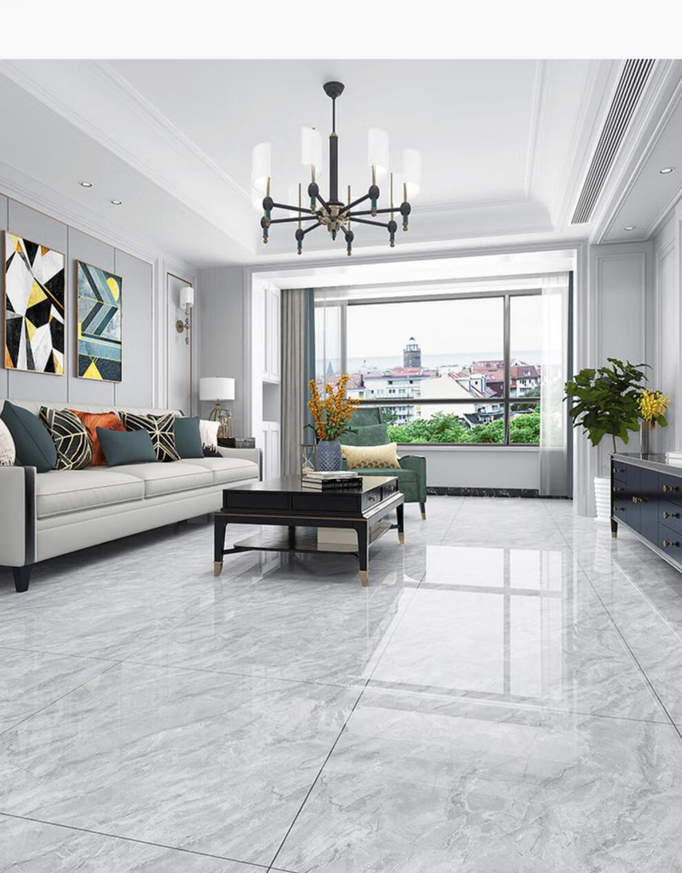 灰色通体大理石瓷砖地砖800x800客厅新款地板砖防滑轻奢磁砖佛山 青