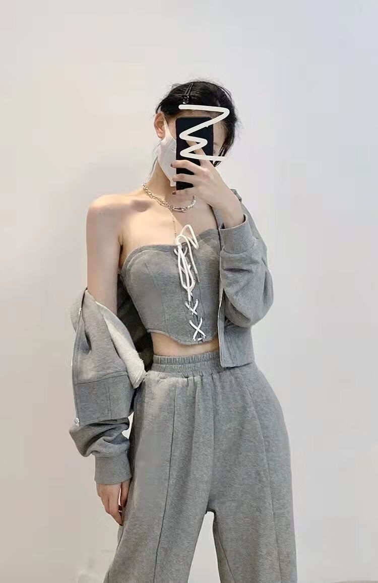 女生一整套装衣服辣妹简约好看潮流单套装显白ji致质感辣妹系列运动风