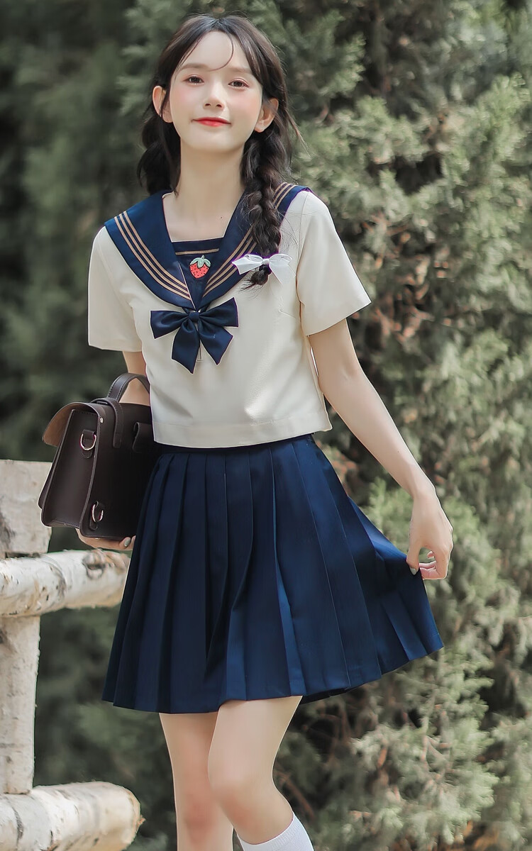 jk制服裙日系学院海军风甜美百褶裙子水手服套装连衣裙女夏季 6665