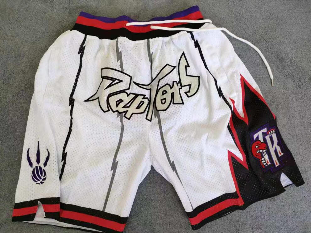 滕讯体育nba多伦多猛龙队球裤复古刺绣口袋版球裤美式高街宽松大码速