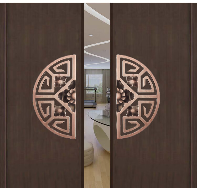 定制新中式祥云黑色半圆形大门拉手玻璃门拉手仿古铜木门柜门把手