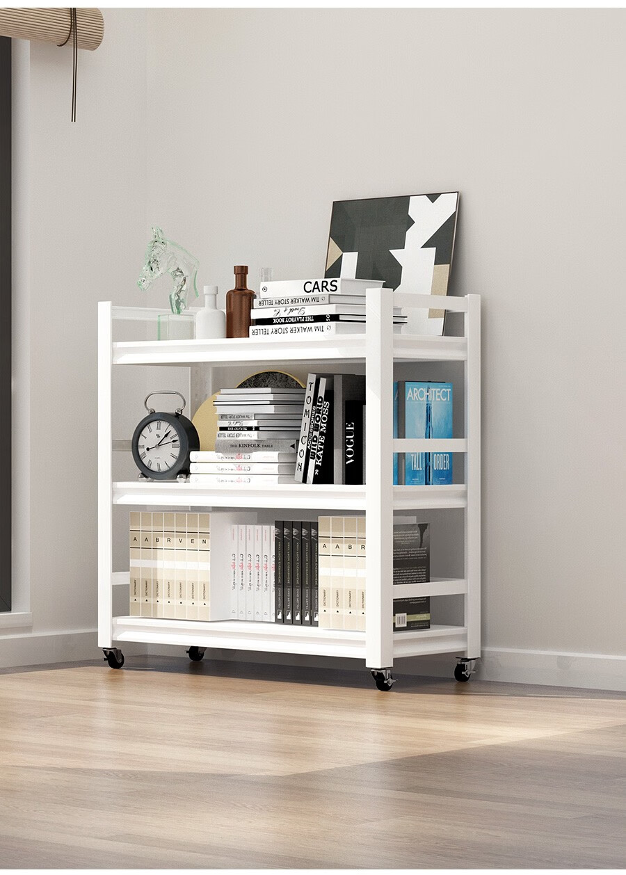 图书收纳展示架子书房落地架 白色 四层60*35*118cm【图片 价格 品牌