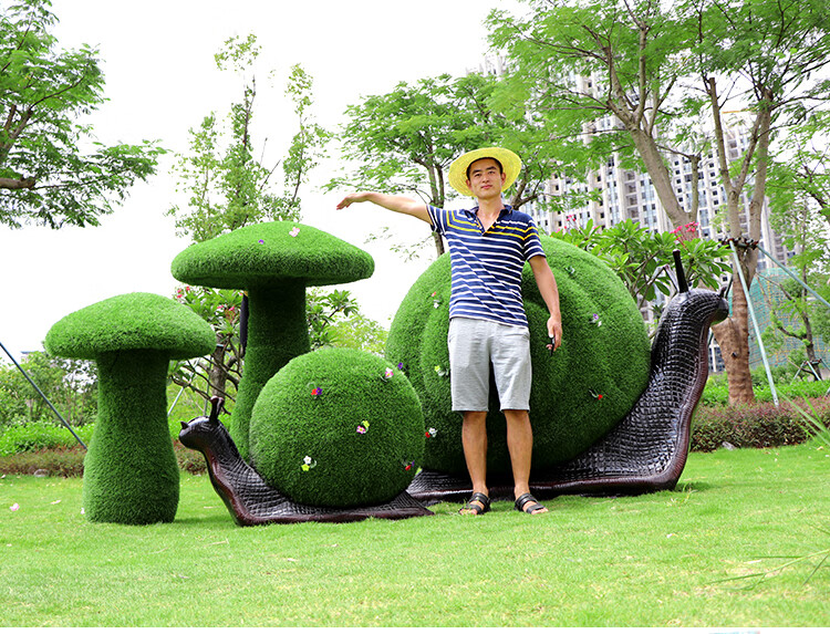 绿雕蜗牛摆件户外玻璃钢动物雕塑花园林景观庭院仿真绿植装饰小品小号