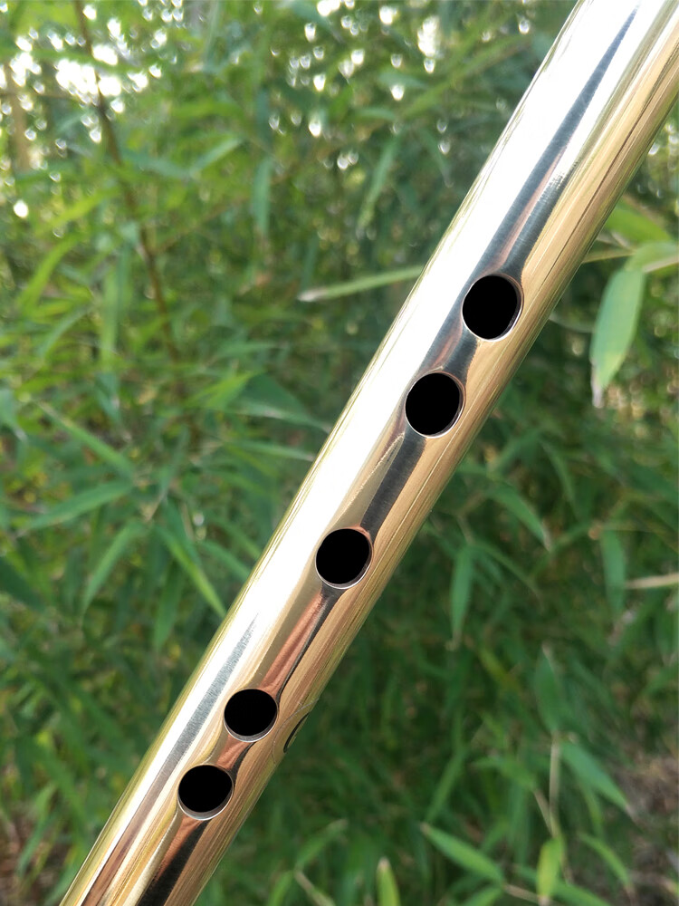 黄铜笛子初学精制考级演奏纯铜加厚金属横笛古风乐器 c调 全套配件【