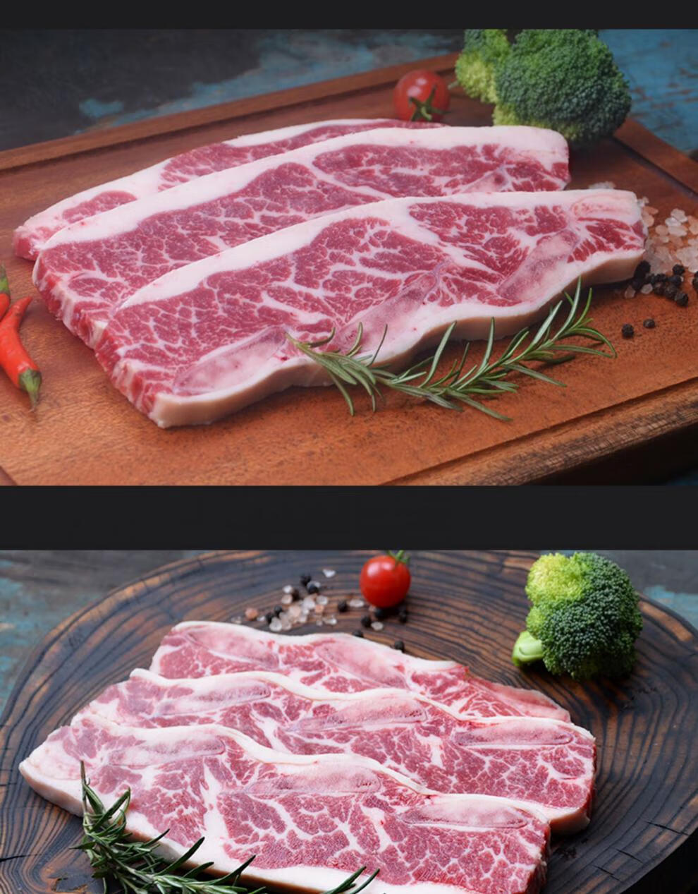 安格斯牛仔骨500g新鲜雪花牛排原切儿童牛扒薄切