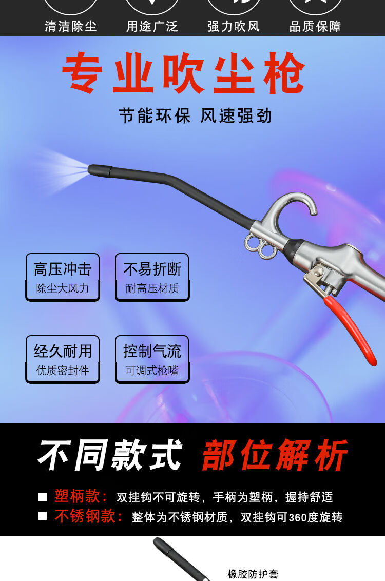 气泵吹灰抢气动吹尘枪强力高压可伸缩加长嘴风枪空压机清洁工具除尘