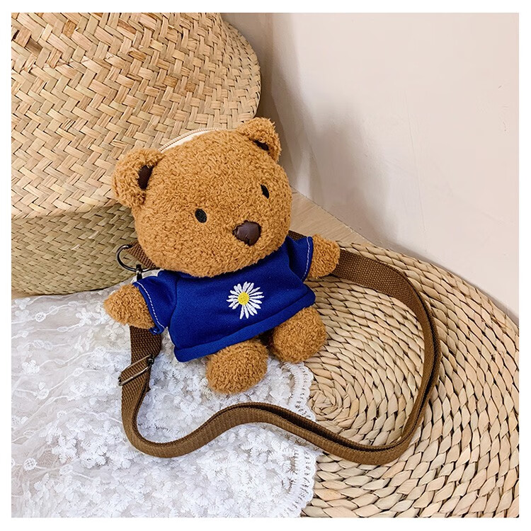 fgacct可爱毛绒小熊包包女斜挎小包手机包少女学生单肩毛绒包迷你斜