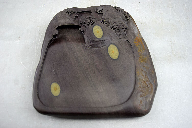 樱安娜肇庆砚台端砚梅花坑天然石眼绿端斧柯东文房四宝实用礼品w558送