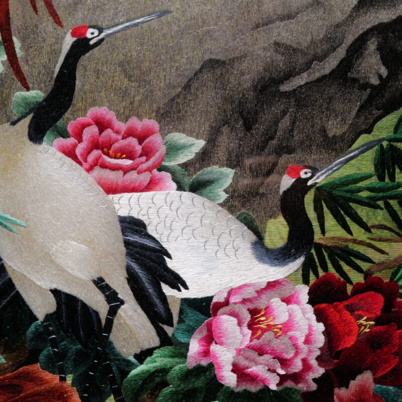 奥丹伊新中式风格竖版百鸟朝凤图纯手工苏绣刺绣玄关过道走廊客厅装饰