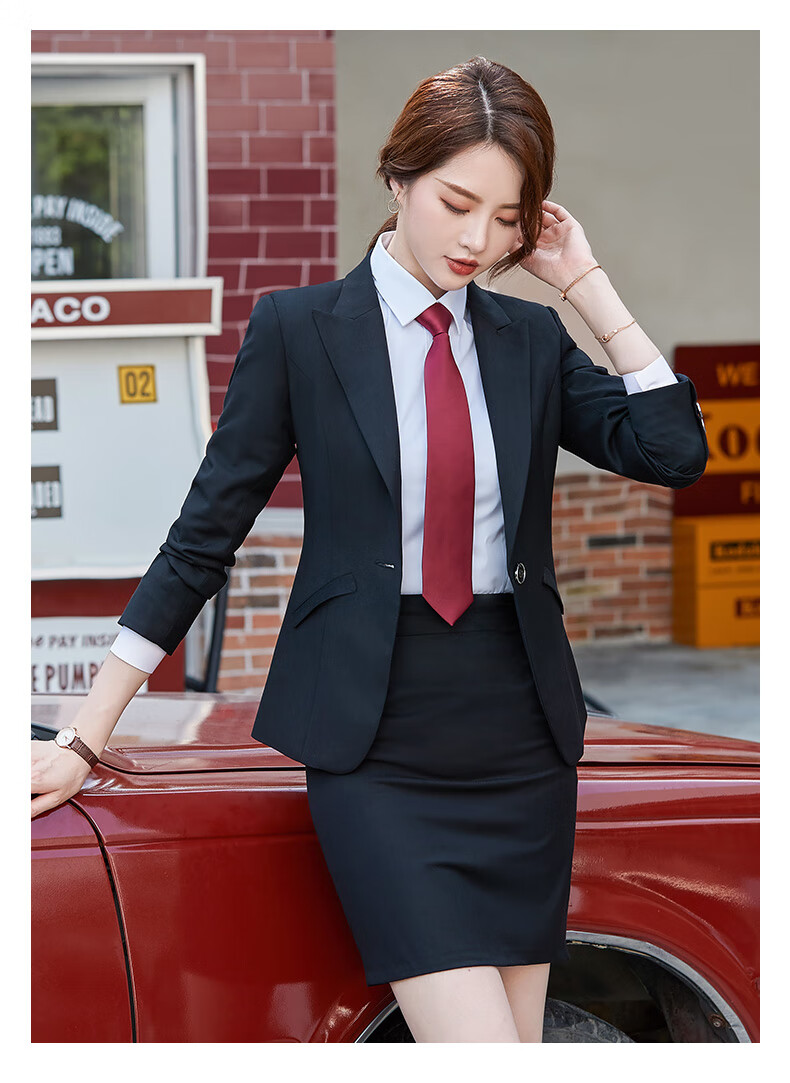 秦菲 高端定制男女职业装同款套装羊毛黑色西装工作服商务正装毛料