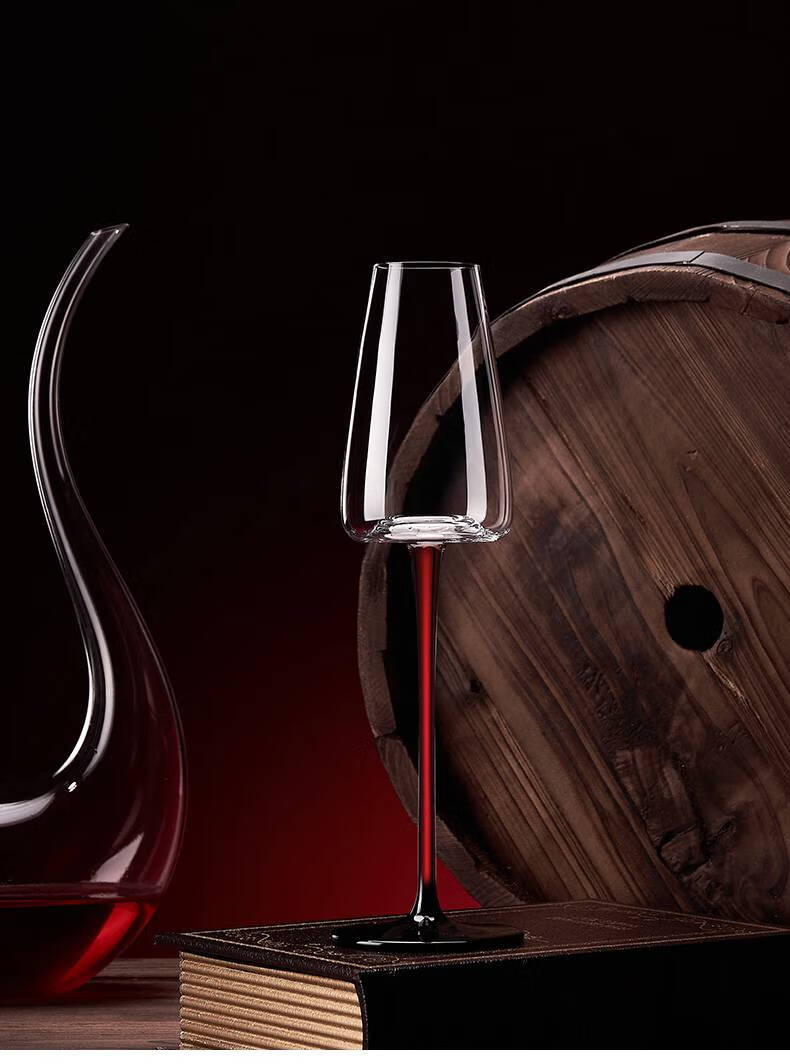 郁金香黑领结红酒杯 黑领结勃艮第红酒杯水晶大肚高脚杯套装家用轻奢