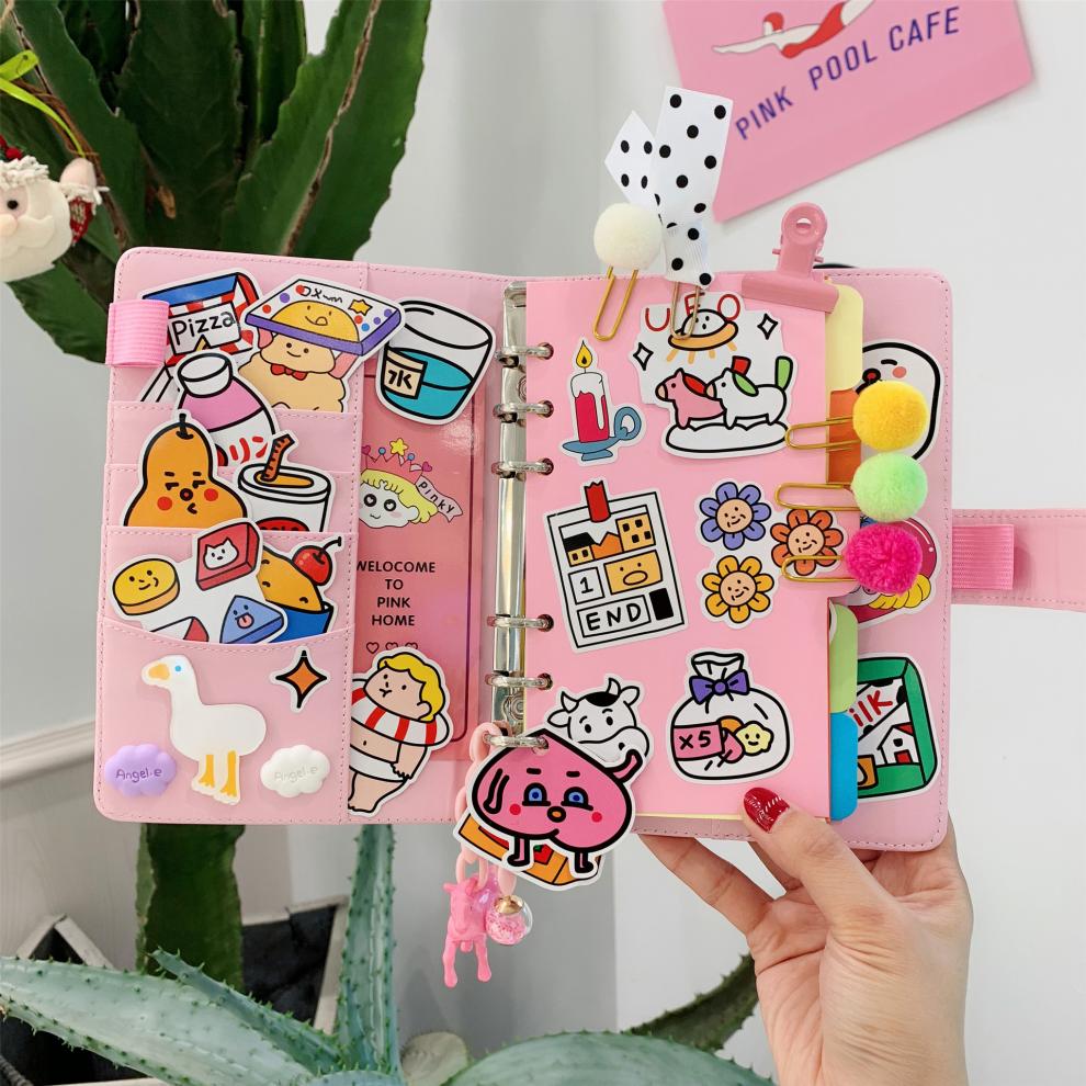 韩国网红手账本ins马卡龙少女心手账本可爱活页记事本韩版小清新a6