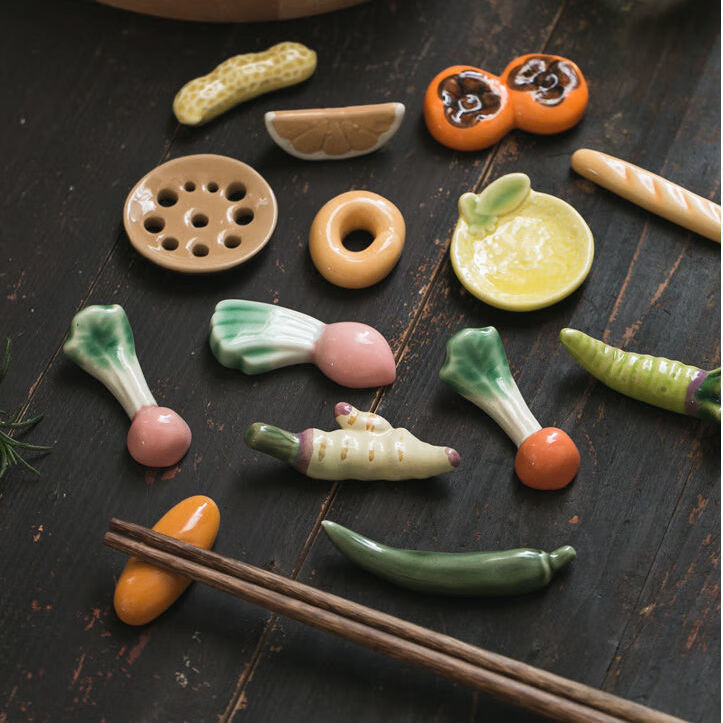 筷子托架可爱的筷子架日式陶瓷手绘釉下彩筷子托家用组合筷托迷你摆设