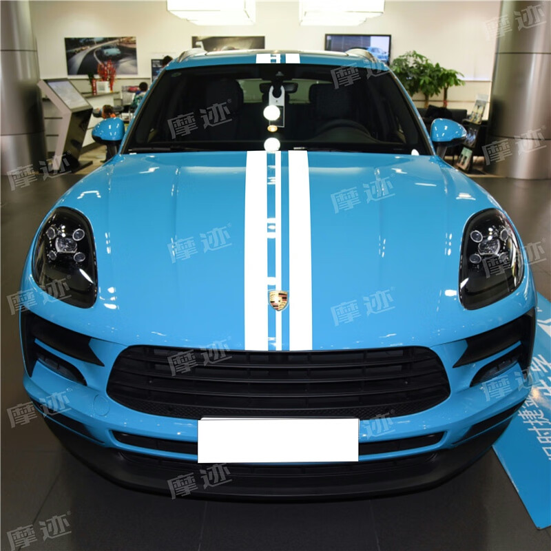 适用于保时捷macan改装个性机盖贴纸拉花彩条引擎盖车贴卡宴装饰 原厂