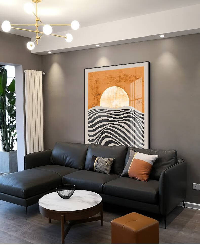 侘寂风挂画 客厅装饰画现代简约墙画侘寂风日出落地画挂画沙发背景墙