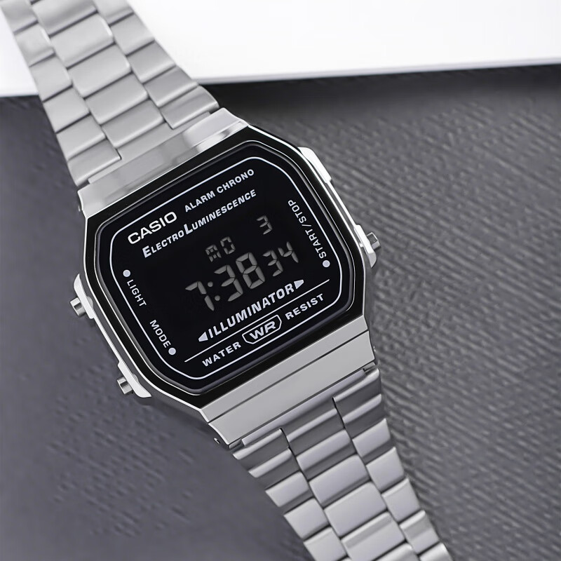 casio卡西欧 海外代购反显防水时尚潮流复古方块电子手表男女a168wgg