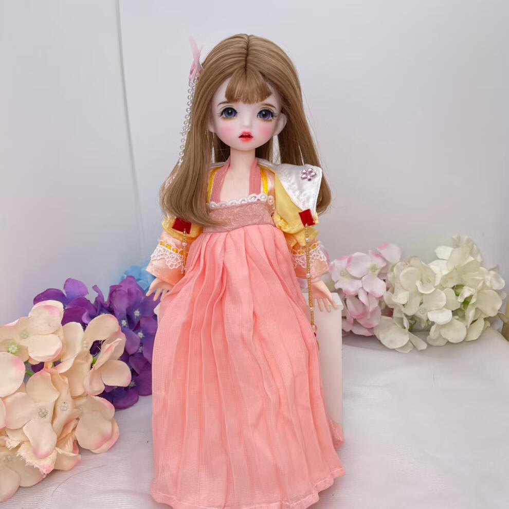 30厘米bjd娃娃改妆芭比娃娃6分关节娃娃3d真眼女孩玩具换装洋娃娃兔兔
