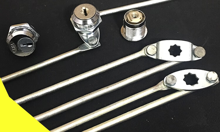 铁皮文件柜锁芯橱门锁抽屉锁转舌锁电柜电箱锁上下连杆定制 米白色 16