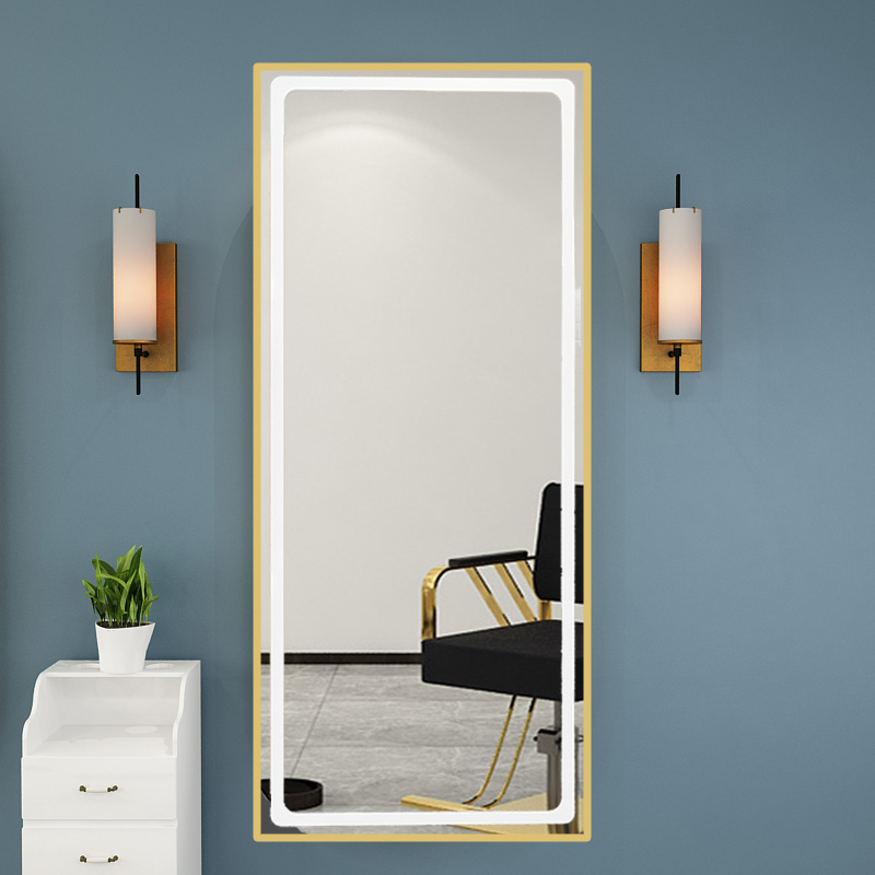 美发镜子理发店镜子发廊壁挂式美发镜台单面一体落地镜带灯智能灯镜